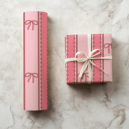 Pink Scallop Stripe Pattern, Girly Hearts Fabric, Seamless Nursery Design (Digital Download)