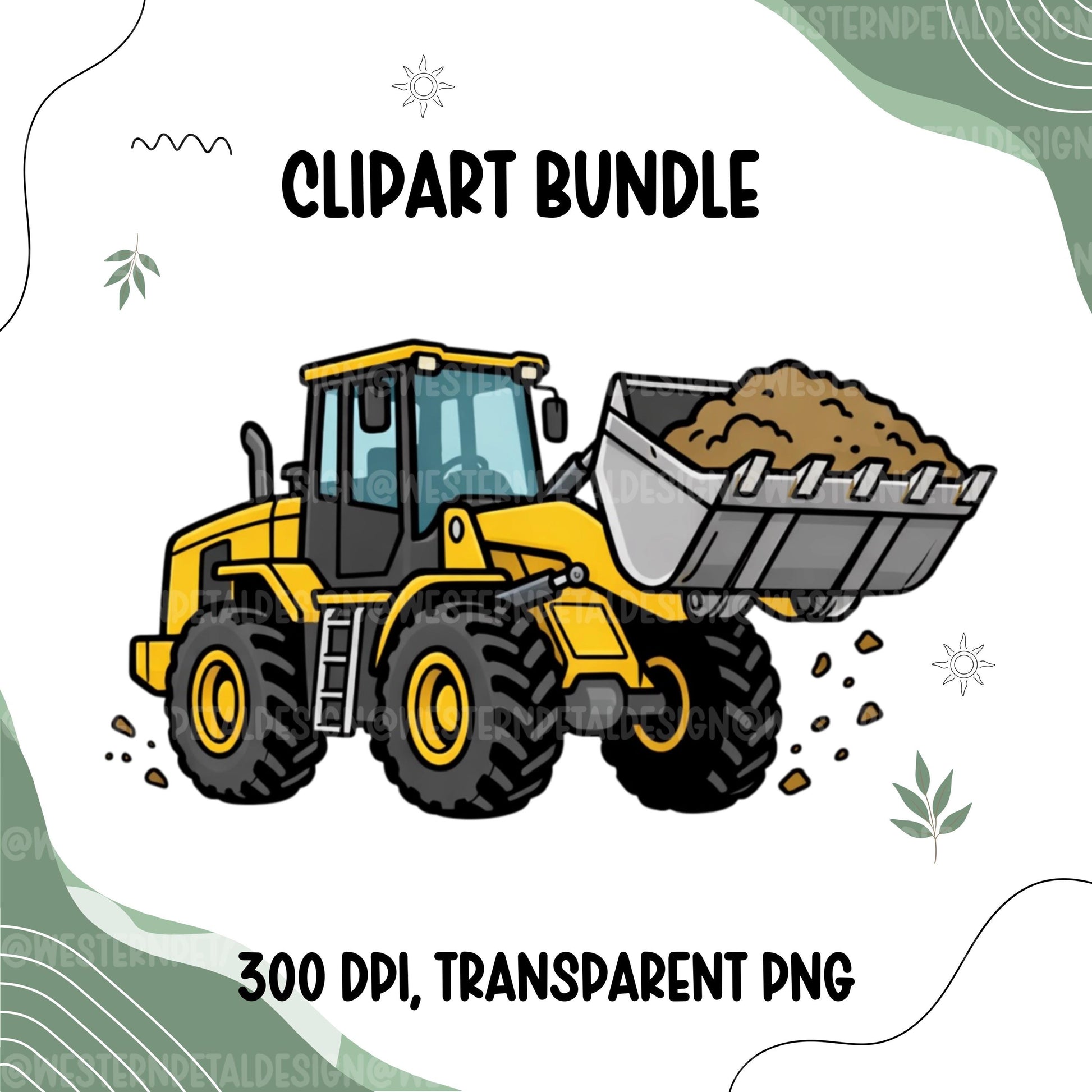Construction Clipart Bundle, Builder Vehicles PNG, Road Work Clipart, Kids Truck Clipart Set, Construction Signs, Commercial Use