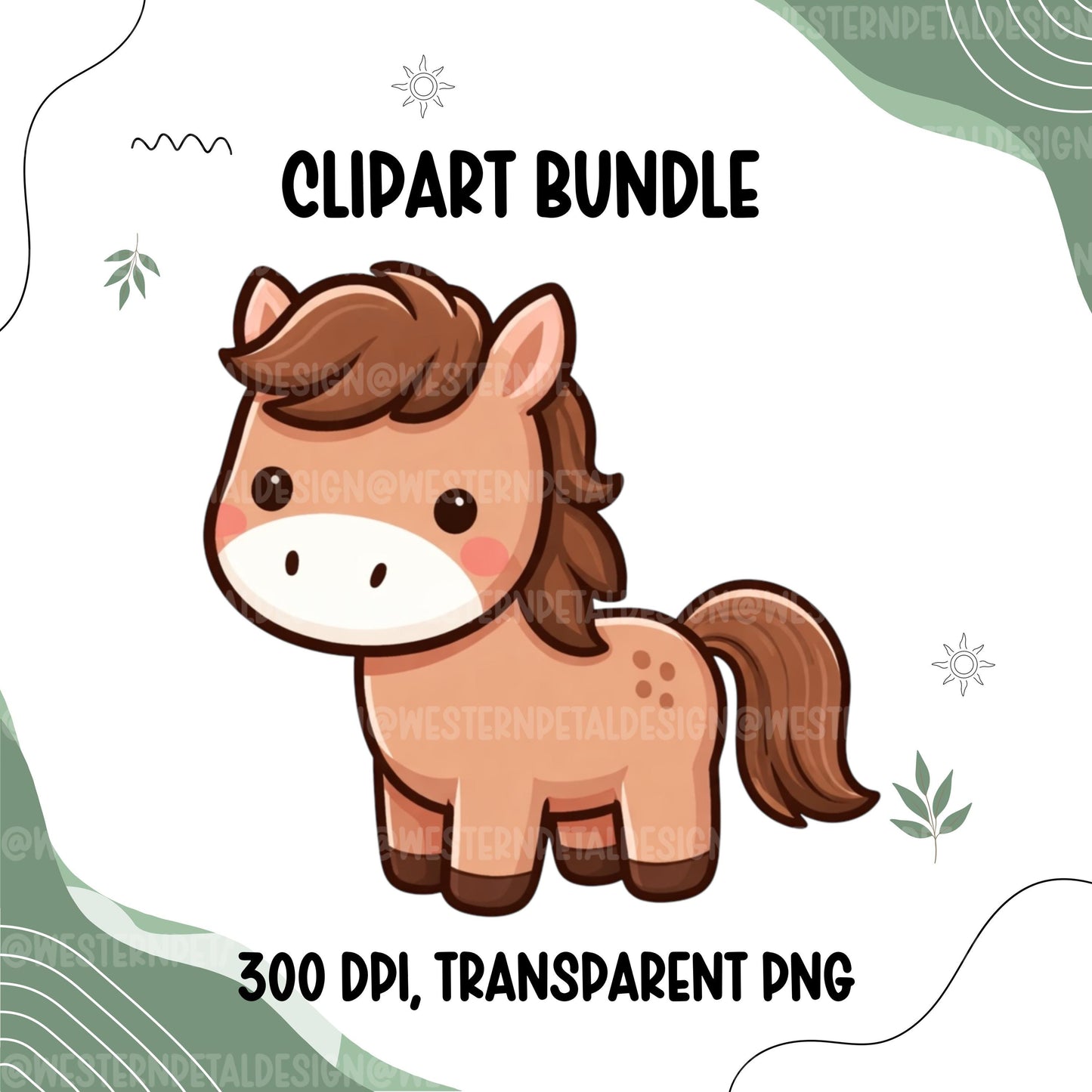 Farm Animal Clipart Bundle PNG | Cute Barnyard Animals Cow Pig Chicken Goat Sheep Horse Tractor | Kids Farm Graphics | 300 DPI Transparent