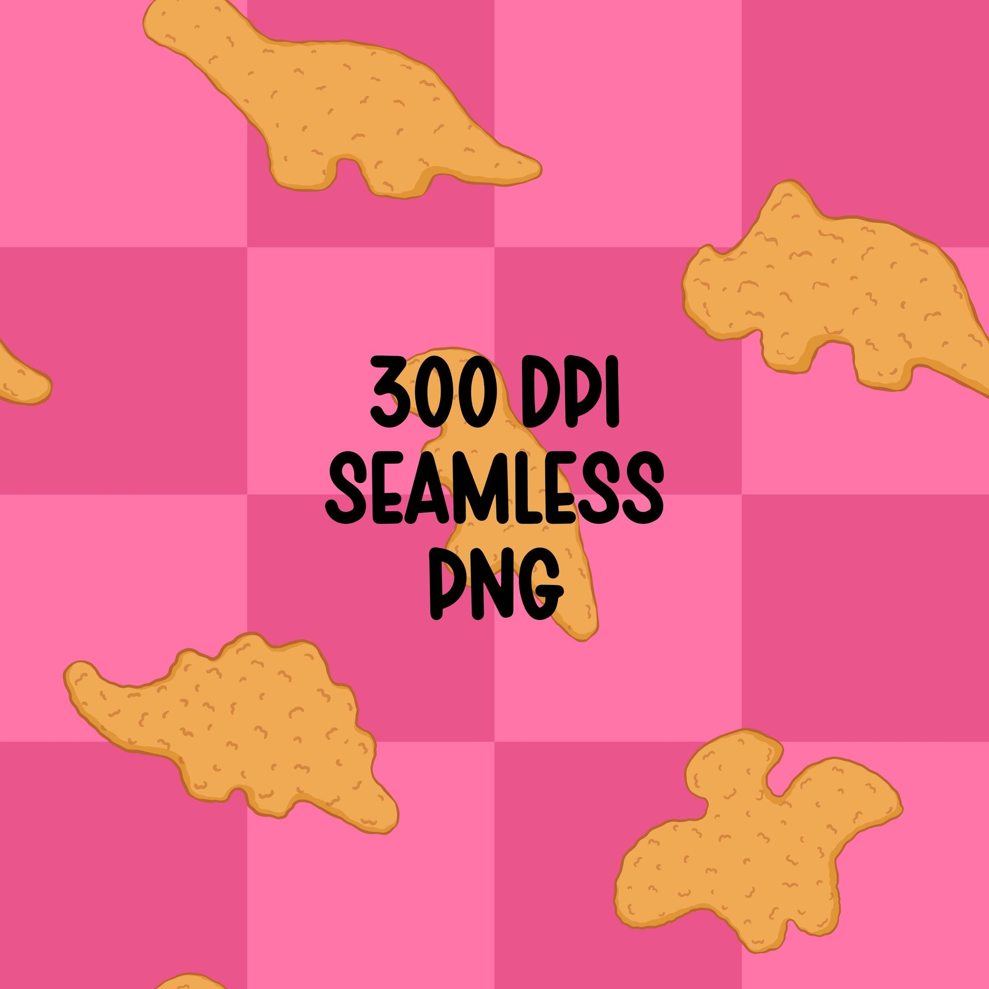 Dino Nugget Seamless Pattern PNG, Pink Checkerboard Dinosaur Chicken Nugget Food Digital Paper, Kids Snack Printable Background