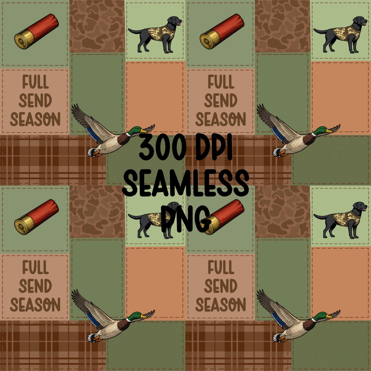 Duck Hunting Seamless Pattern PNG Full Send Season Camo Duck Lab Hunting Digital Paper Plaid Outdoors Background 12x12 300 DPI