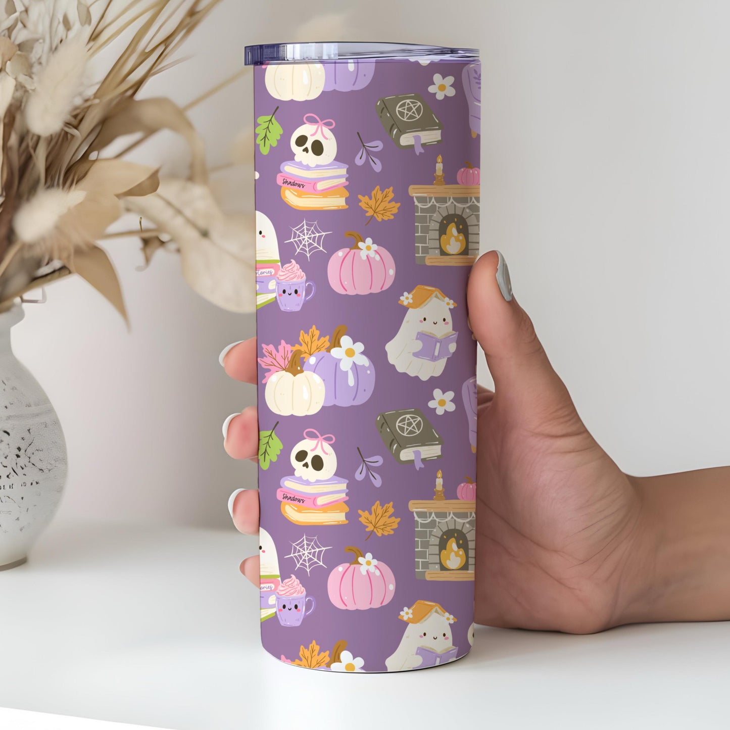 Cute Halloween Ghost Seamless Pattern PNG, Spooky Cute Digital Paper, Ghost Book Pumpkin Pattern, Pastel Halloween Repeat, Commercial Use