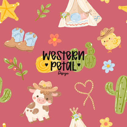 Western Seamless Pattern, Cowboy Cow Cactus Pattern, Boho Western Digital Paper, Cute Farm Desert Pattern, Kids Western PNG