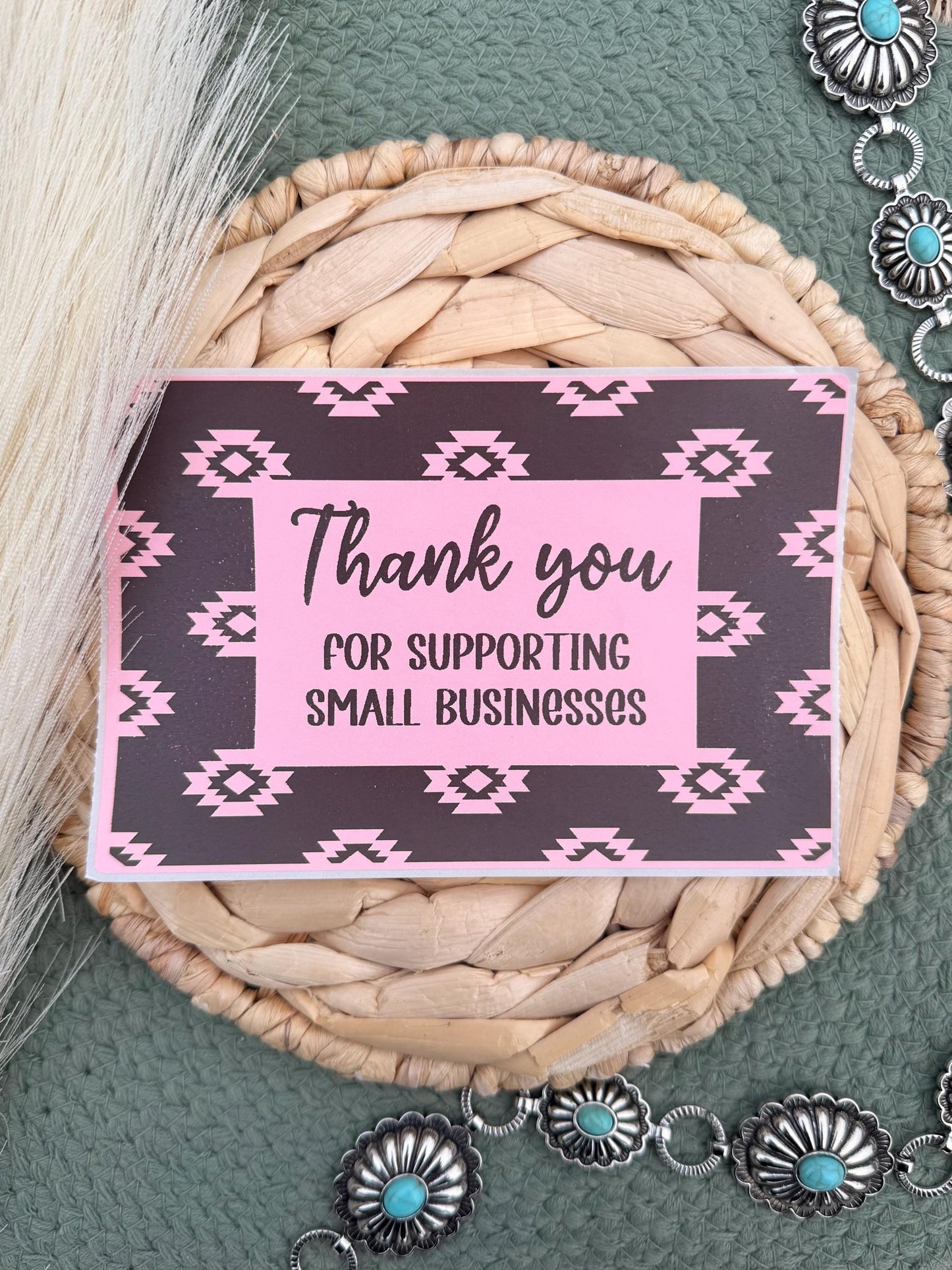 Western Thank You Stickers SET 4x6 Pink or White Business Packaging Stickers Cow Print Aztec Cactus Western Mailer Inserts Boutique