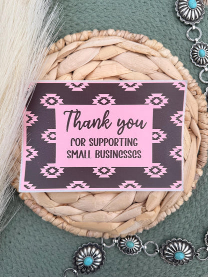 Western Thank You Stickers SET 4x6 Pink or White Business Packaging Stickers Cow Print Aztec Cactus Western Mailer Inserts Boutique