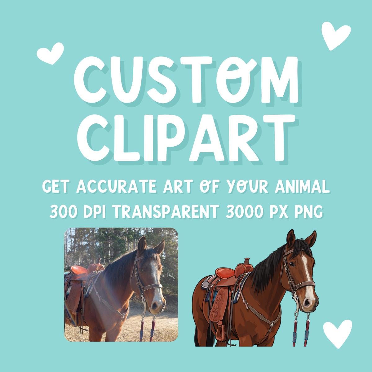 Custom Animal Clipart from Photo | Livestock Pet Drawing PNG | Personalized Cow Pig Goat Sheep Dog | 4H FFA Illustration