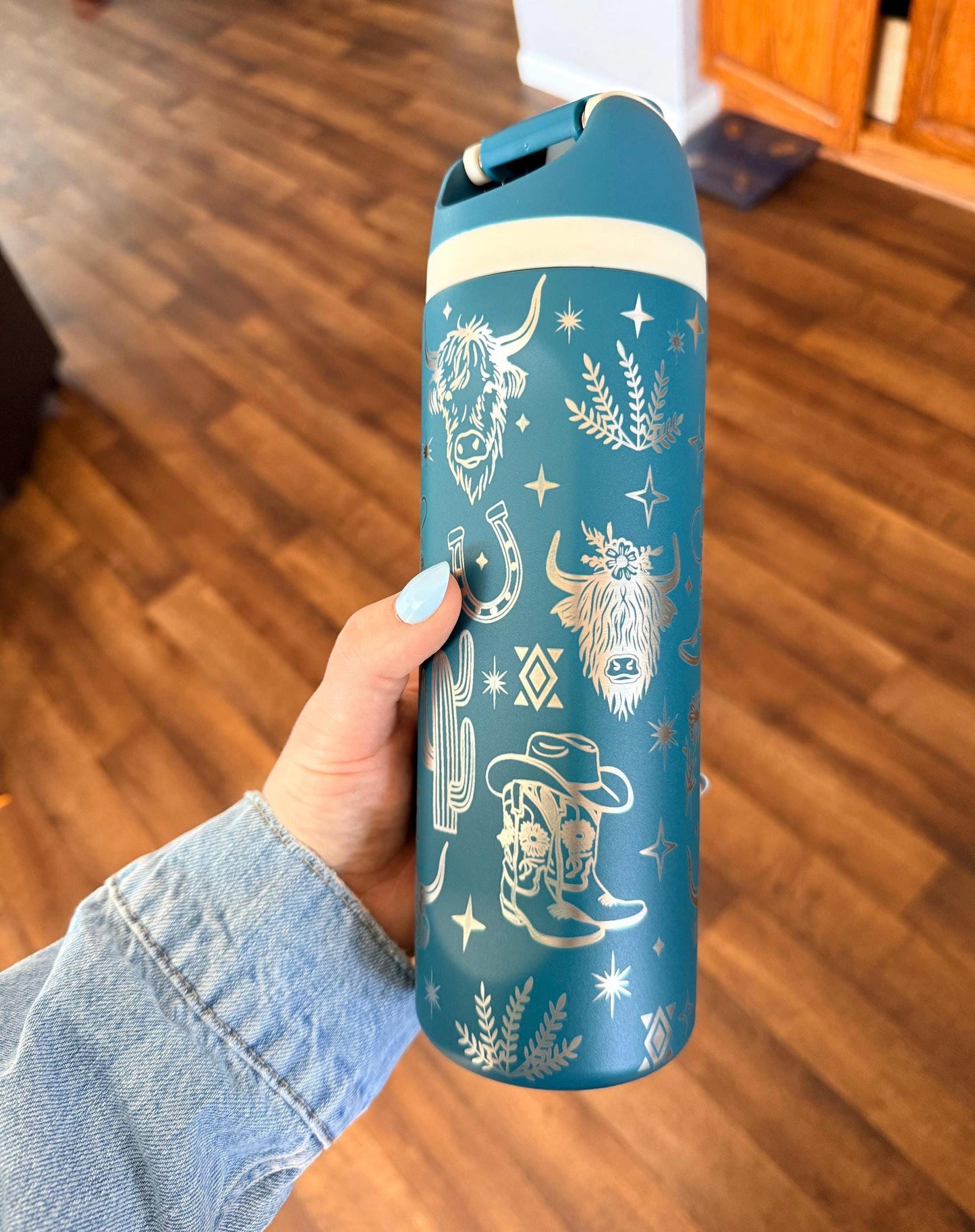 Western Owala DUPE 24 oz Tumbler | Engraved Cowgirl Water Bottle | Cactus Boots Highland Cow| Leak Proof Straw Lid | Western Gift for Her