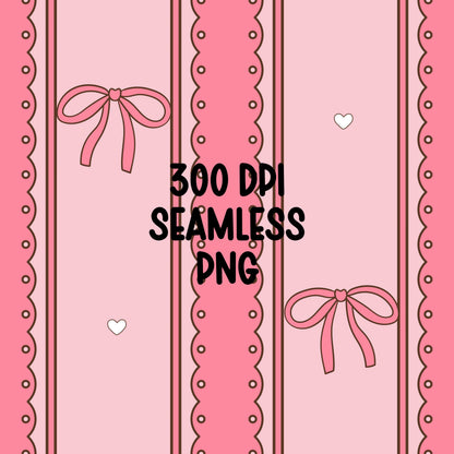 Pink Scallop Stripe Pattern, Girly Hearts Fabric, Seamless Nursery Design (Digital Download)
