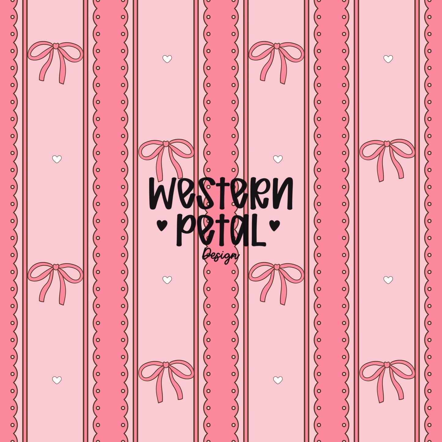 Pink Scallop Stripe Pattern, Girly Hearts Fabric, Seamless Nursery Design (Digital Download)