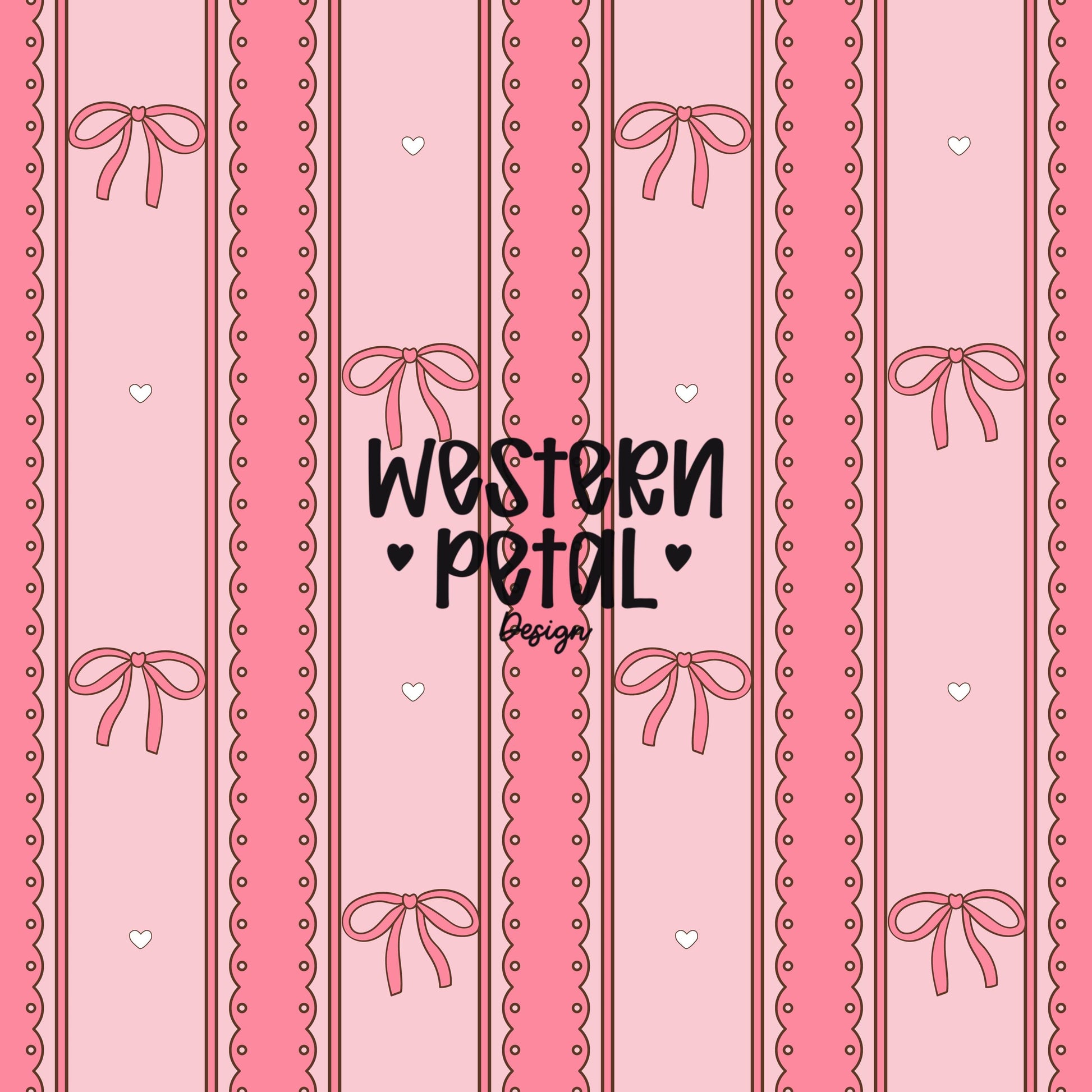 Pink Scallop Stripe Pattern, Girly Hearts Fabric, Seamless Nursery Design (Digital Download)