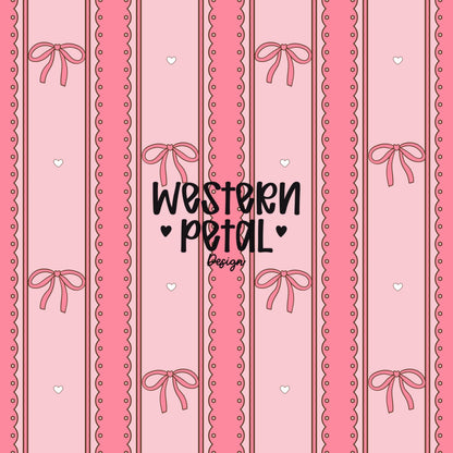 Pink Scallop Stripe Pattern, Girly Hearts Fabric, Seamless Nursery Design (Digital Download)