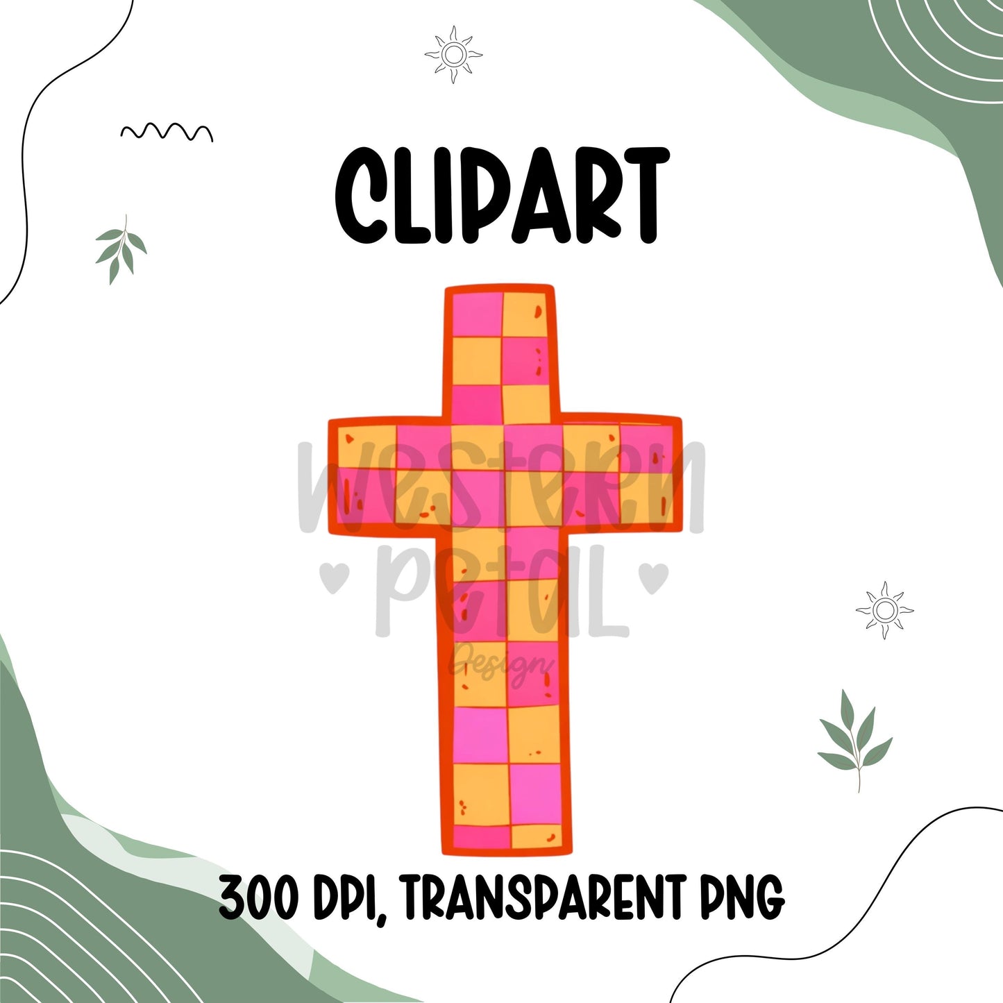 Retro Faith Clipart Bundle PNG, Christian Cross Smiley WWJD Amen Jesus Loves You, Pink Orange Trendy Religious Graphics