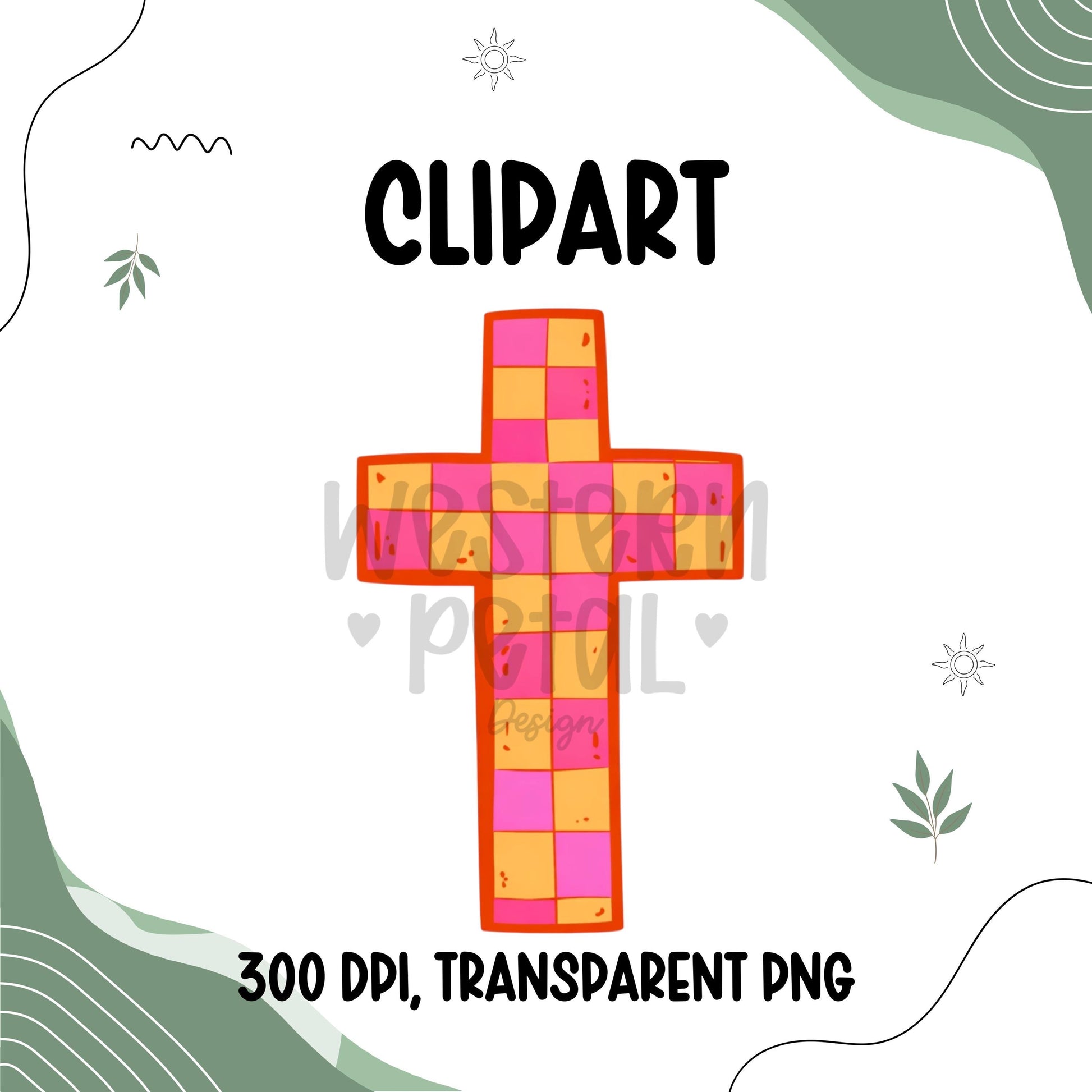 Retro Faith Clipart Bundle PNG, Christian Cross Smiley WWJD Amen Jesus Loves You, Pink Orange Trendy Religious Graphics