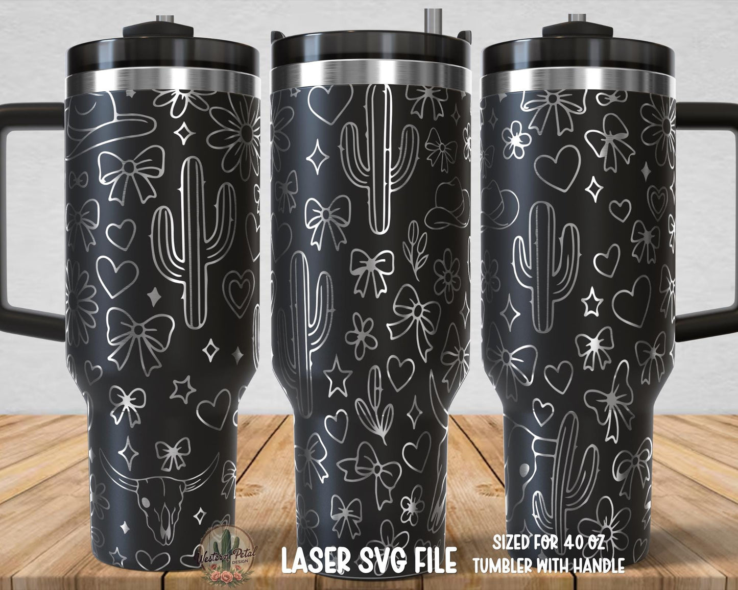 Western Coquette 40oz Tumbler Wrap SVG – Laser Engraving File
