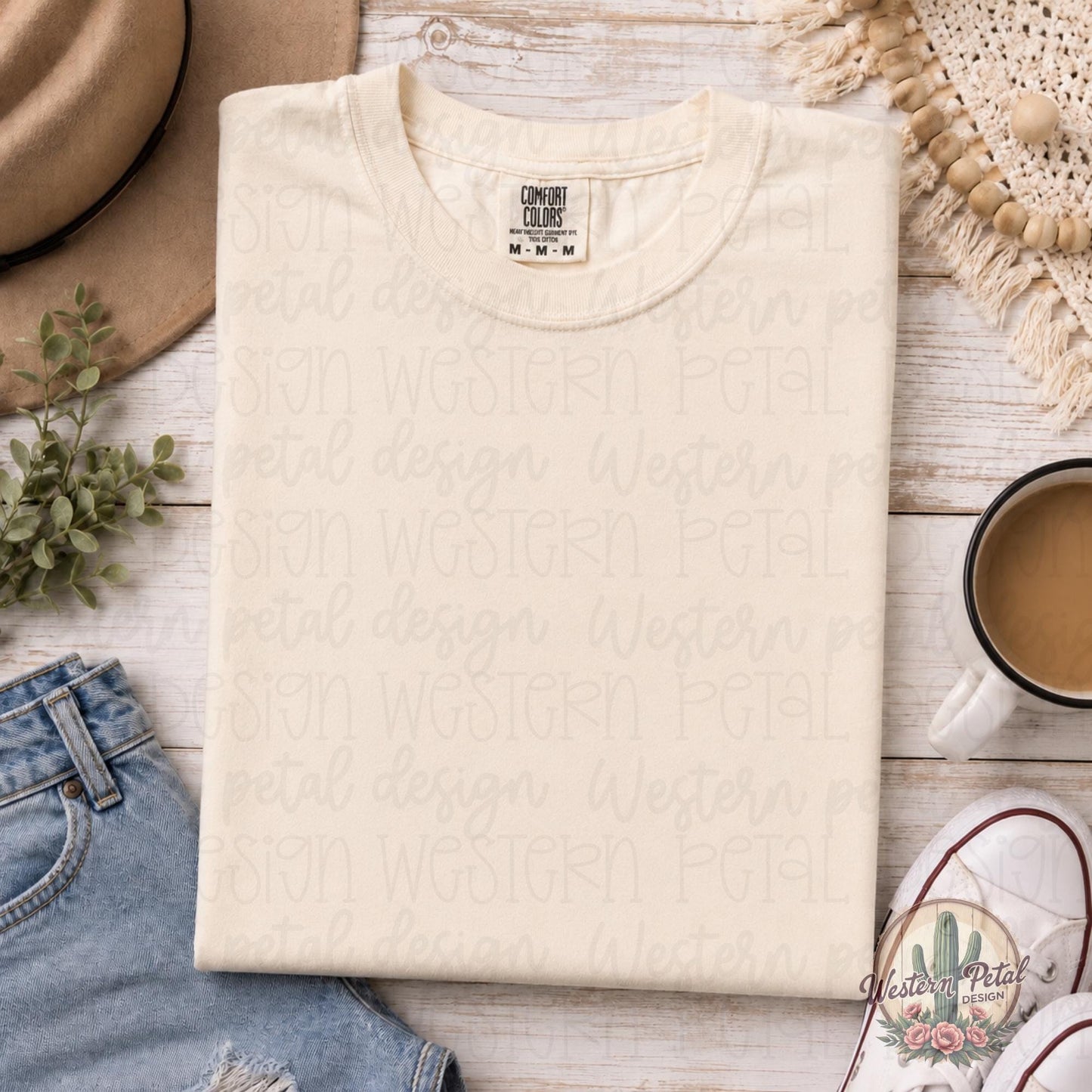 Comfort Colors Ivory Mockup Shirt | Blank Comfort Colors 1717 Flat Lay | Neutral Tee Mockup PNG | Styled T Shirt Mockup for Etsy