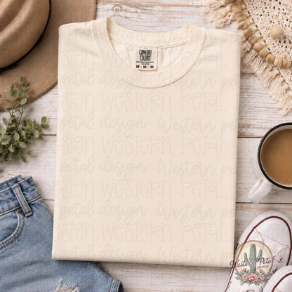 Comfort Colors Ivory Mockup Shirt | Blank Comfort Colors 1717 Flat Lay | Neutral Tee Mockup PNG | Styled T Shirt Mockup for Etsy