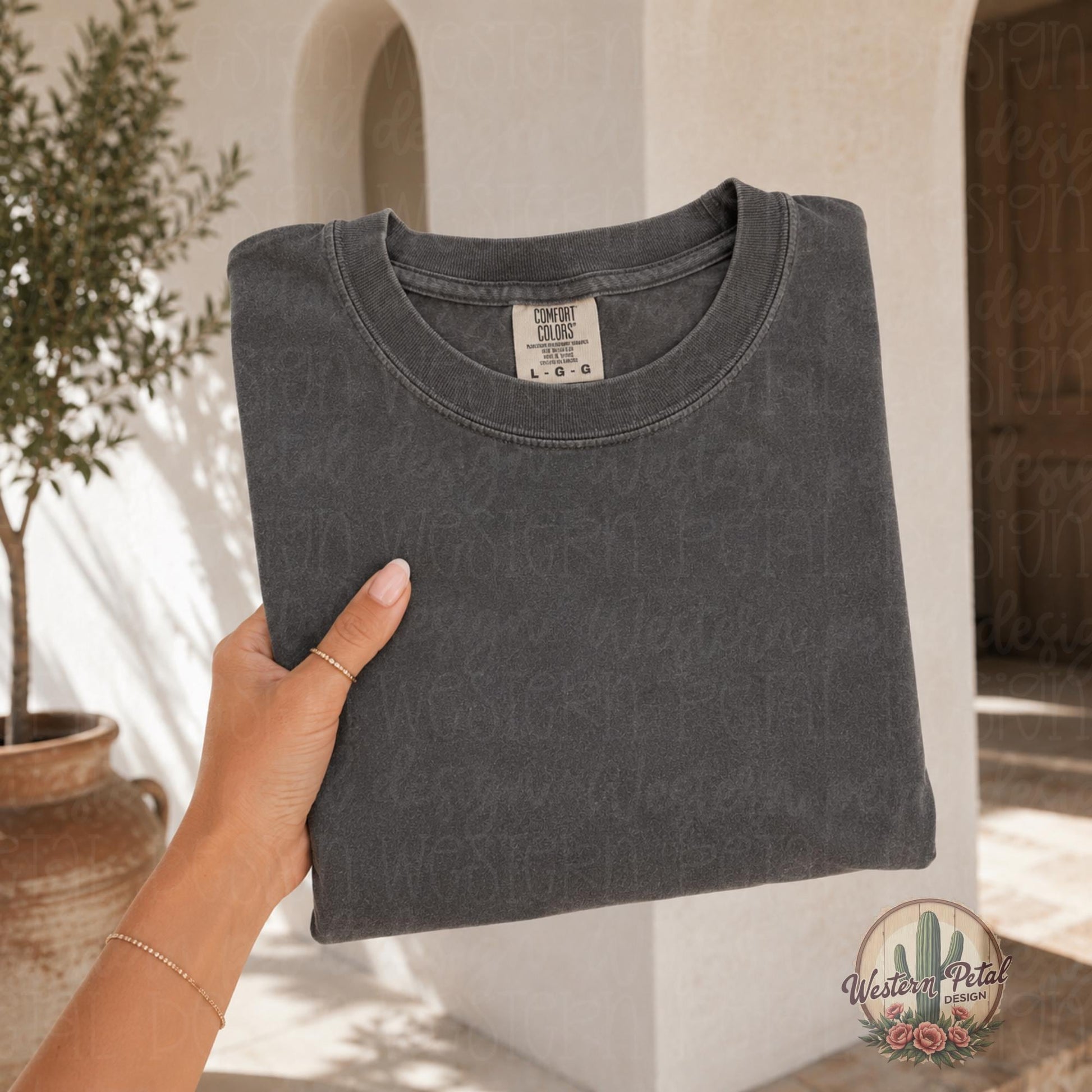 Comfort Colors Pepper Mockup, Folded Shirt Mockup, Comfort Colors 1717 Mockup, Boho Flat Lay Mockup, Dark Gray Tee Mockup