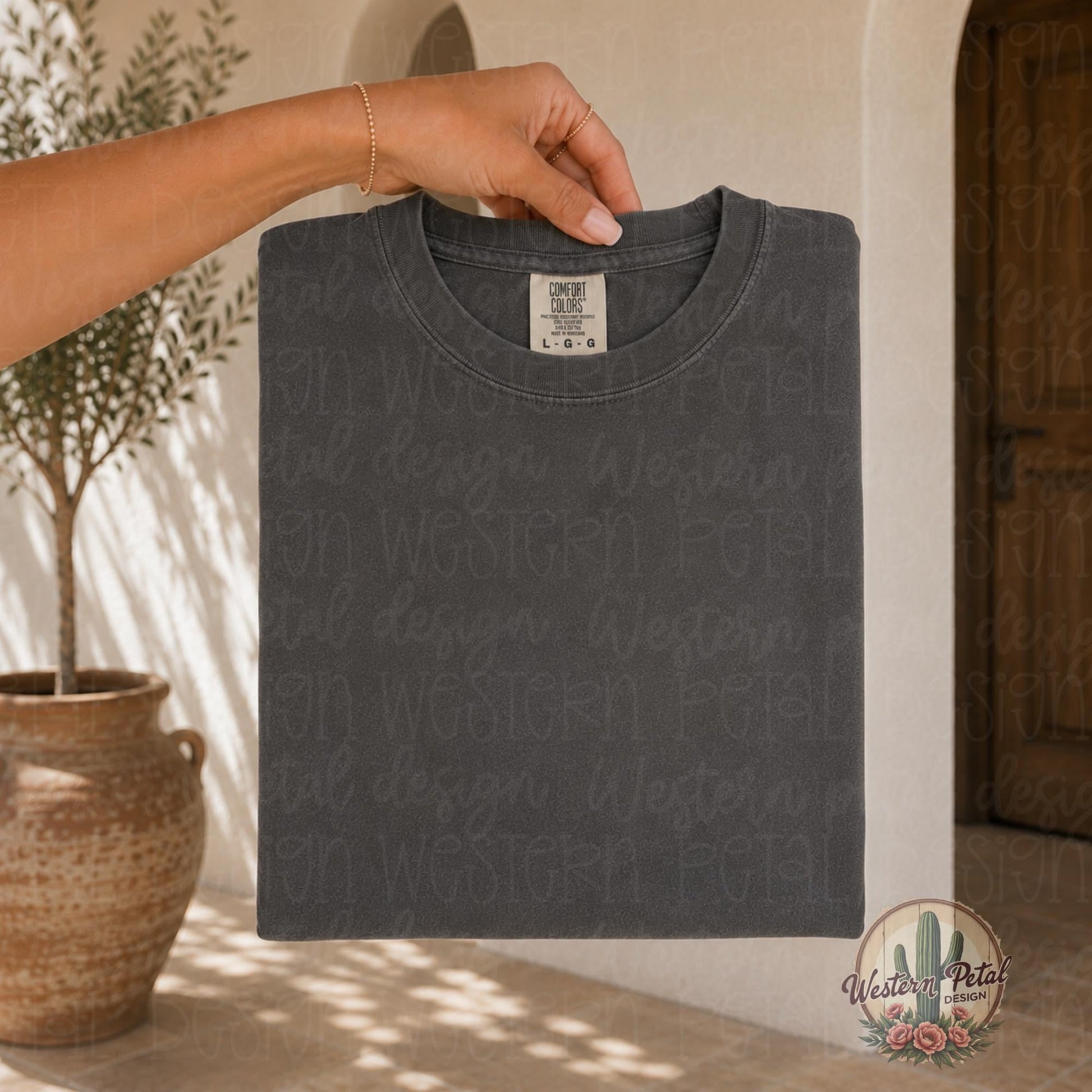 Comfort Colors Pepper Mockup, Folded Shirt Mockup, Comfort Colors 1717 Mockup, Boho Flat Lay Mockup, Dark Gray Tee Mockup