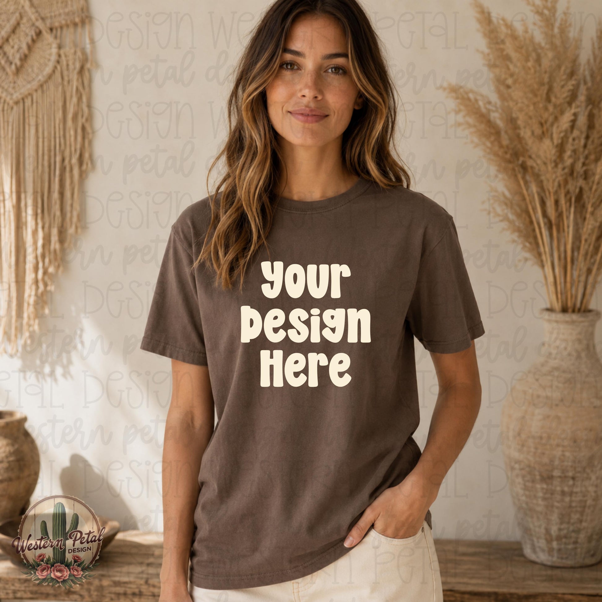Comfort Colors Espresso Mockup | Brown Shirt Mockup | Boho T Shirt Mockup | 1717 Mockup | Trendy Neutral Tee Mockup | Styled Shirt PNG