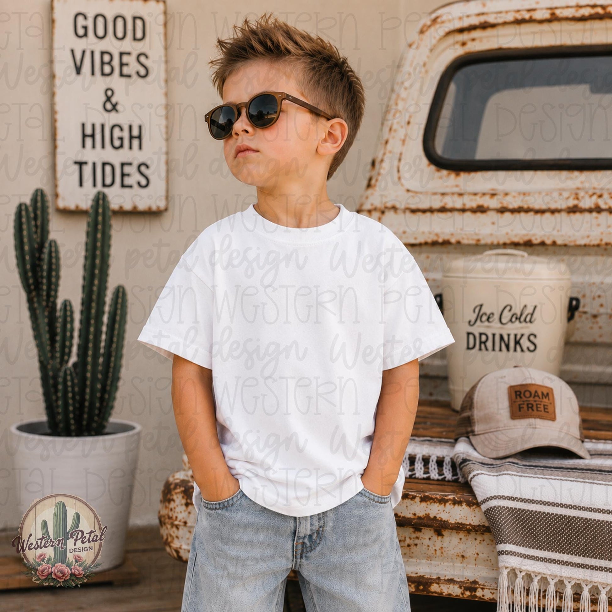 White Rabbit Skins Shirt Mockup Kids Tee Mockup Boy Shirt Mockup Western Kids Mockup Trendy Toddler Shirt PNG Mockup