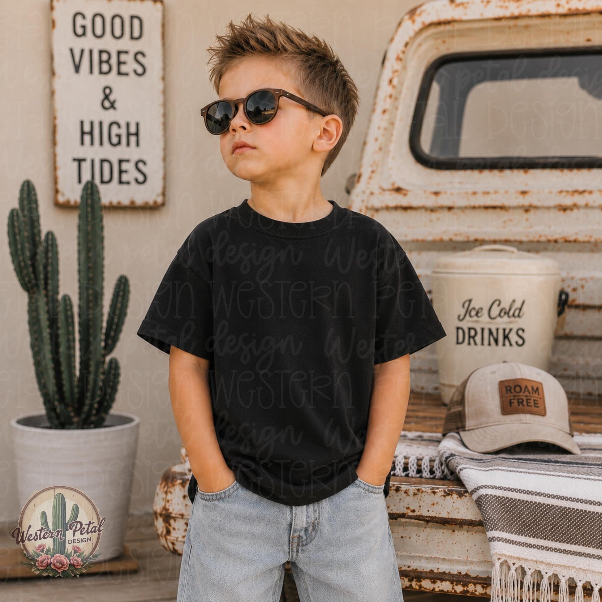 Black Rabbit Skins Shirt Mockup Kids Tee Mockup Boy Shirt Mockup Trendy Western Kids Mockup Toddler Shirt PNG Boutique Mockup
