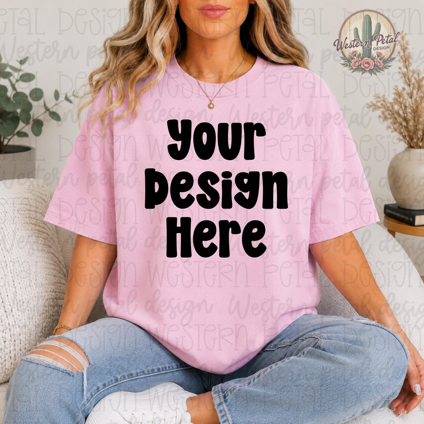 Comfort Colors Blossom Shirt Mockup, Pink Tee Mockup, Boho Aesthetic Mockup, Comfort Colors 1717 Mockup, Trendy Woman Shirt Mockup