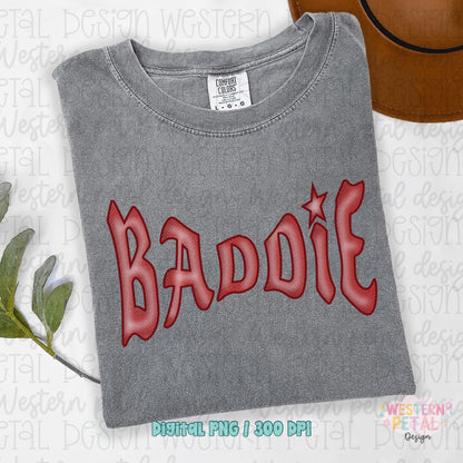Baddie shirt PNG | Western Coquette Shirt Design | Retro Red Western PNG | Trendy Cowgirl Sublimation Design | Digital Download