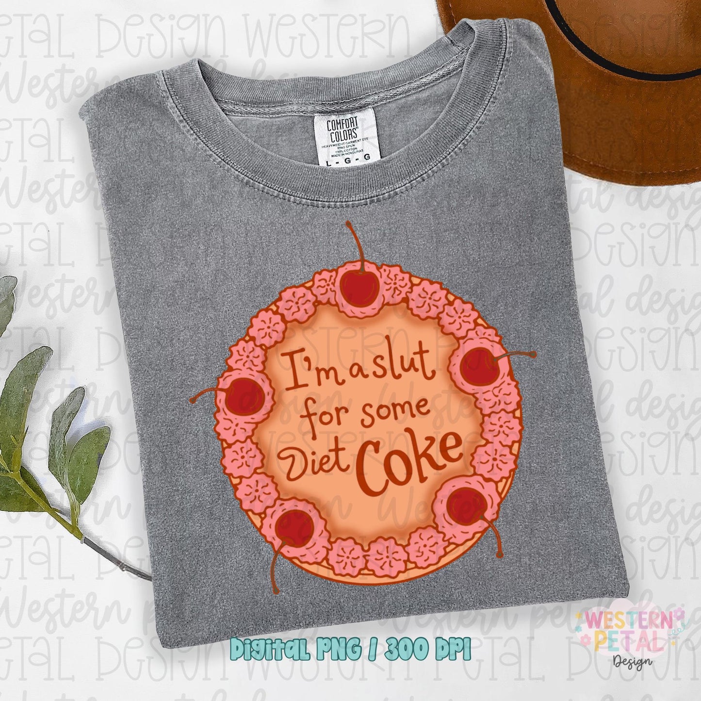Funny Diet Coke PNG | Cherry Pie Coquette PNG | Trendy Girl PNG Design | Retro Hand Drawn Sublimation | Pink Western Shirt Design