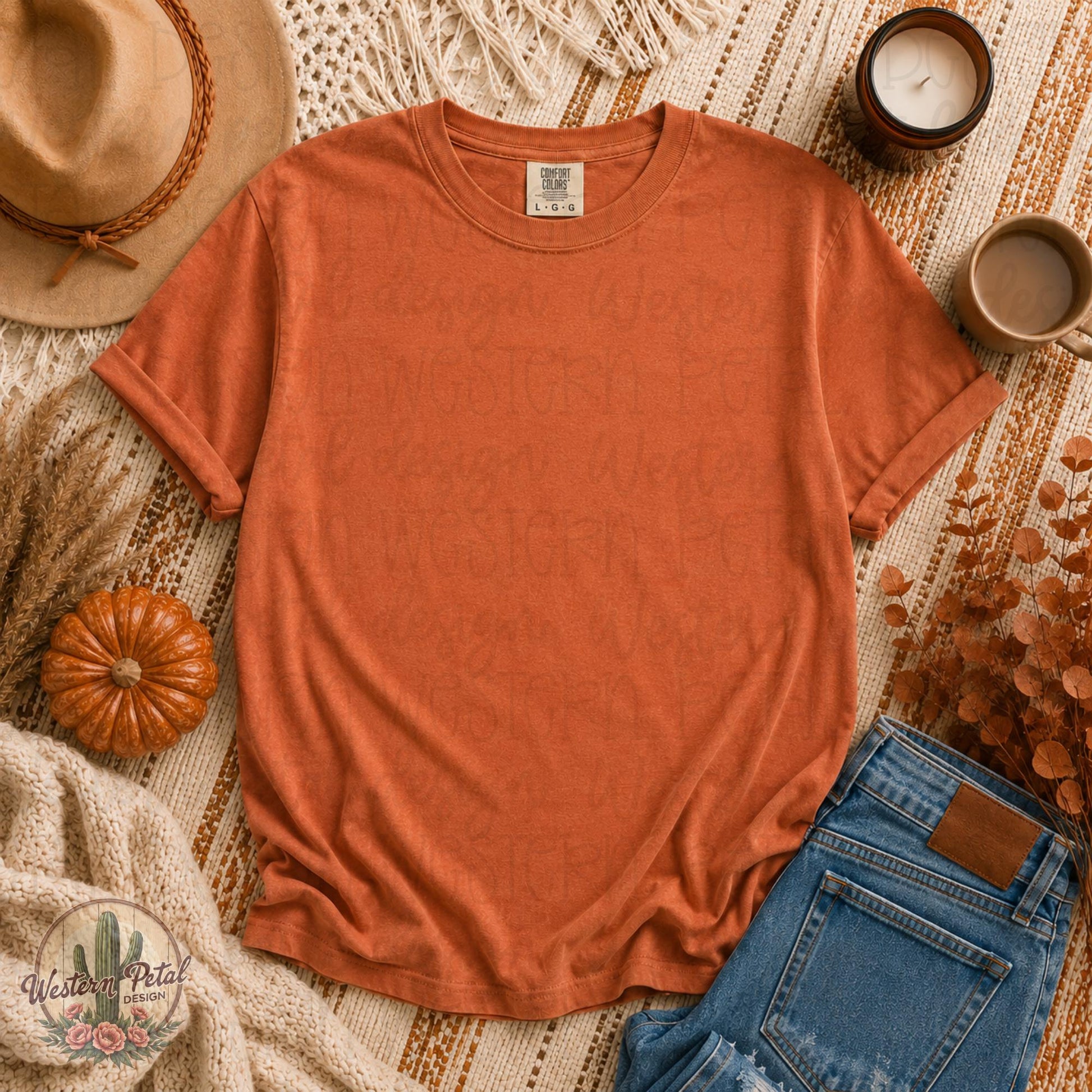 Comfort Colors Yam Fall Mockup, Autumn Shirt Mockup, Comfort Colors 1717 Mockup, Cozy Boho Tee Mockup, Orange Fall Shirt Flat Lay
