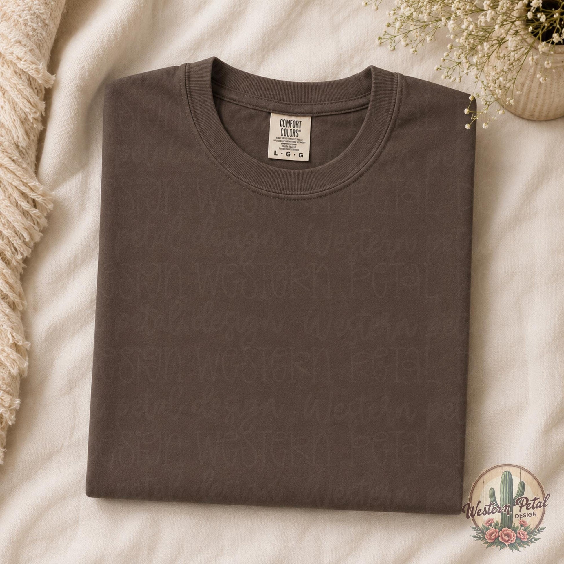 Espresso Comfort Colors Mockup PNG | Brown Folded Shirt Mockup | Neutral Tee Mockup | Boho Flat Lay Mockup | Styled Shirt Mockup | Etsy Sell