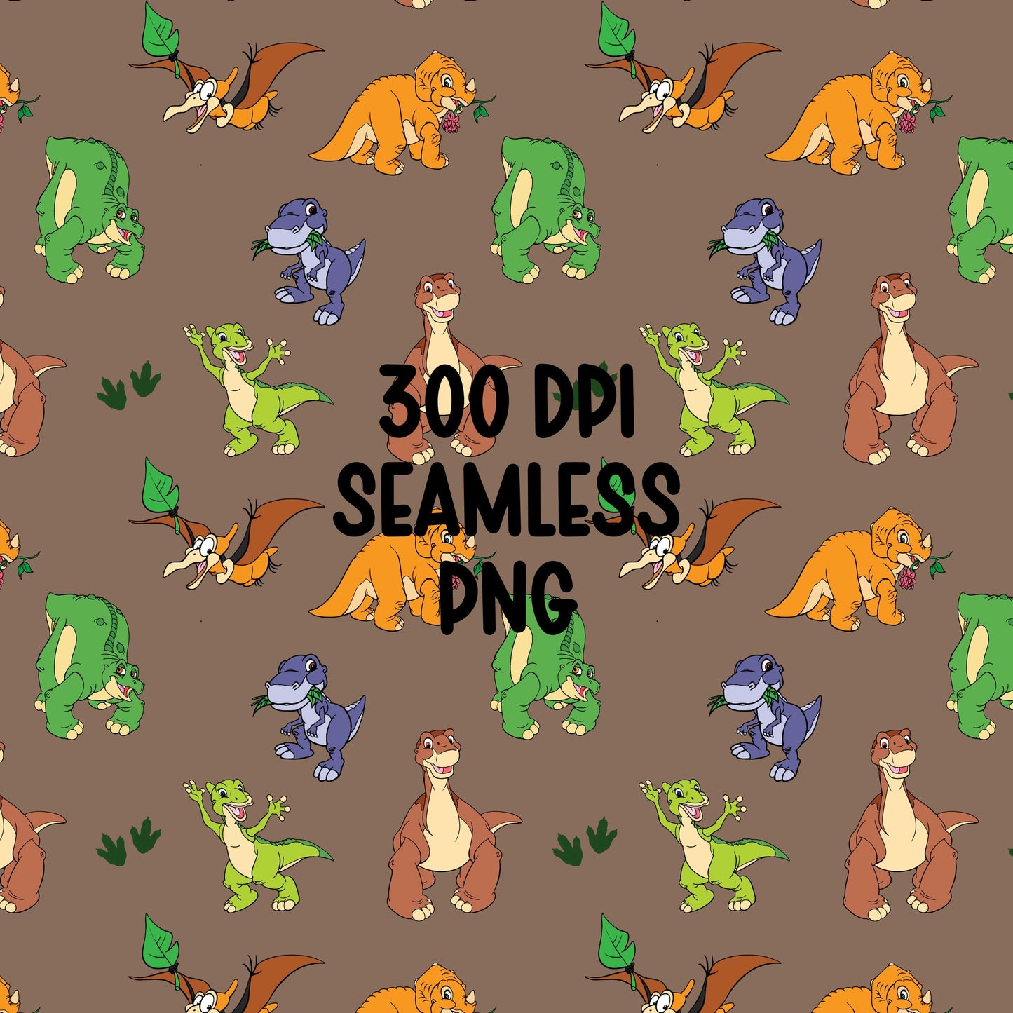 LBT Dinosaurs Seamless Pattern PNG | Cute Retro Dino Digital Paper | Prehistoric Cartoon Pattern | Kids Fabric Print | Nursery Scrapbook
