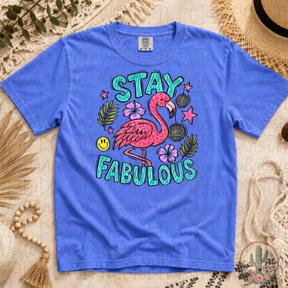 Stay Fabulous Flamingo Shirt, Comfort Colors Flo Blue Tee, Tropical Summer Graphic Shirt, Cute Flamingo Beach Tee, Coastal Vacation Shirt