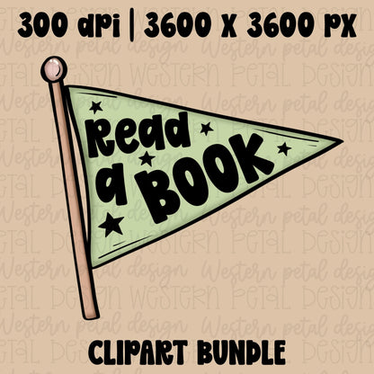 Book Lover Clipart Bundle PNG, Reading Aesthetic Clipart, Kindle Clipart, Bookworm Graphics, Cozy Reader PNG, Retro Reading Clipart