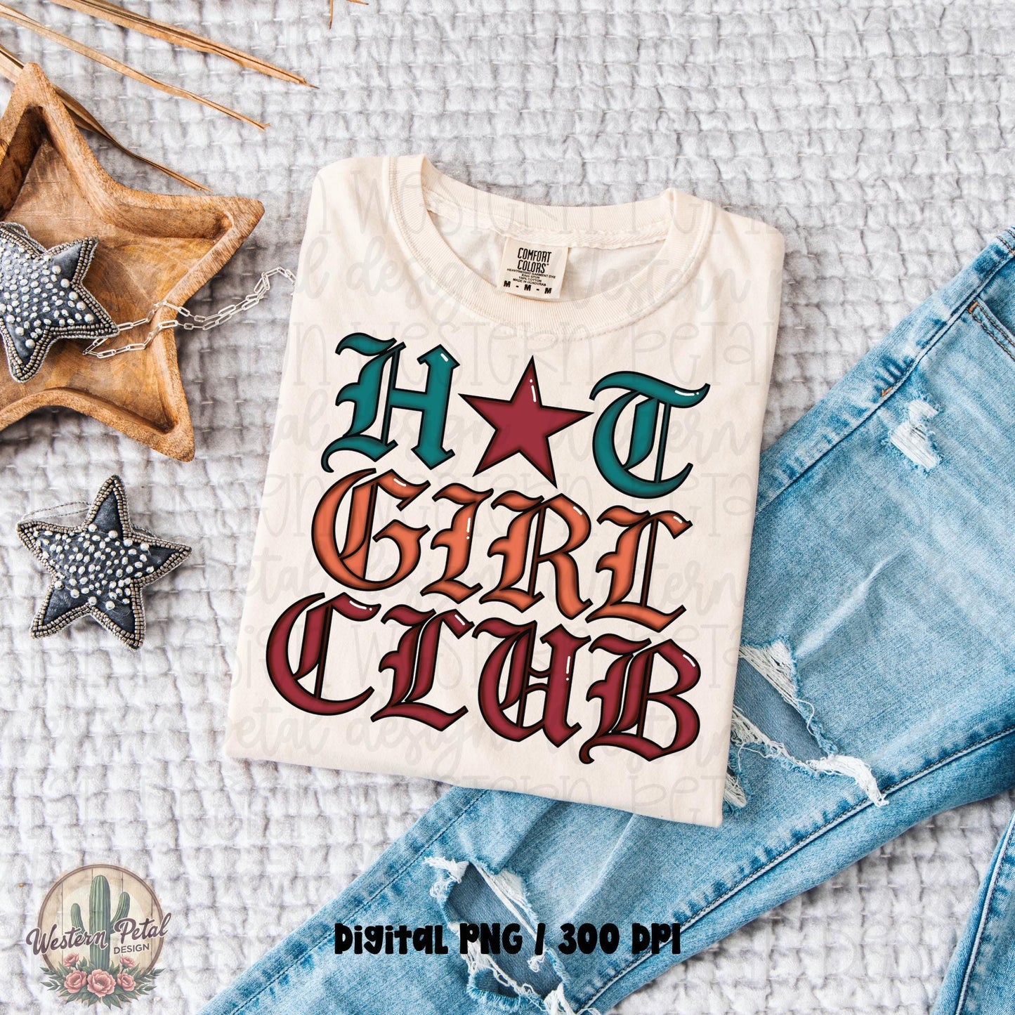 Hot Girl Club PNG, Trendy Western Coquette Shirt Design, Retro Gothic Typography Graphic, Cowgirl Summer PNG, Boutique Style Sublimation