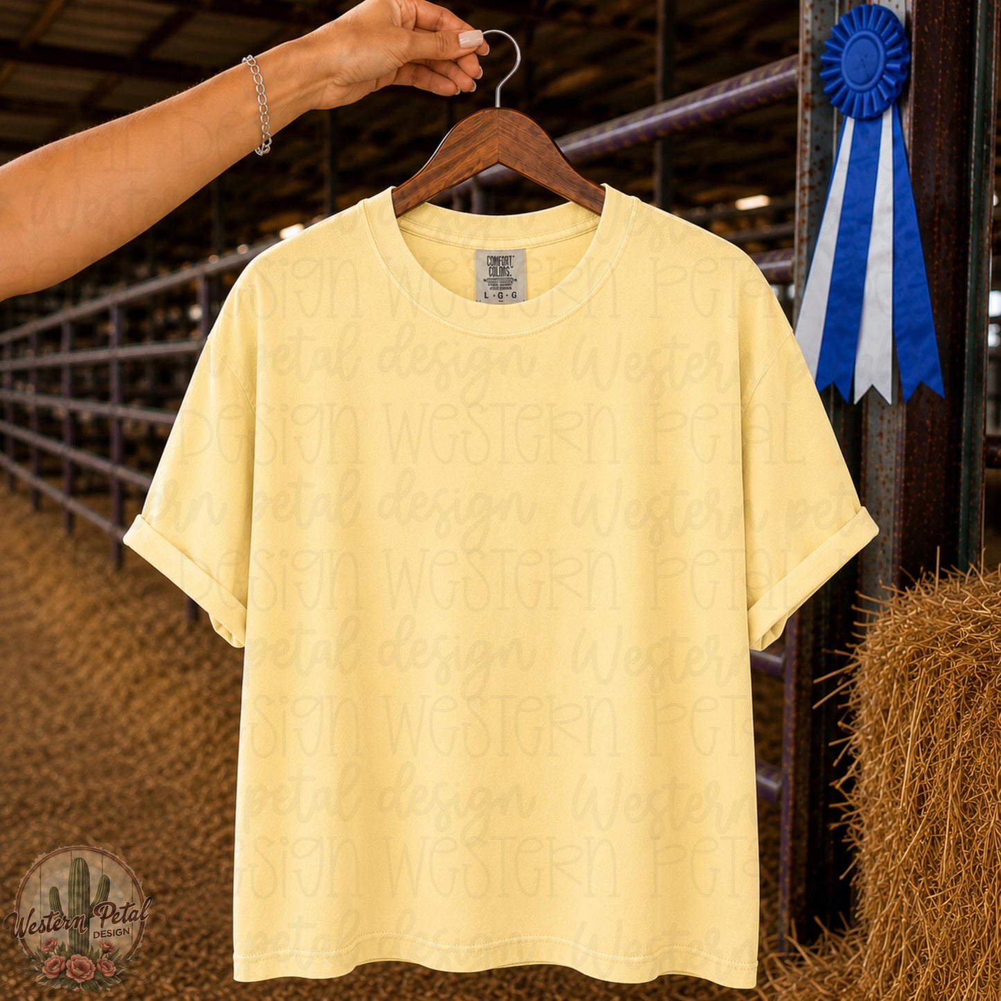 Butter Comfort Colors Mockup | Livestock Show Shirt Mockup | County Fair Mockup | Barn Background Mockup | CC1717 Butter PNG