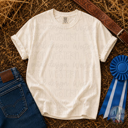 Ivory Comfort Colors Mockup | Livestock Show Shirt Mockup | Western Flat Lay Mockup | County Fair Shirt Mockup | CC1717 Ivory PNG