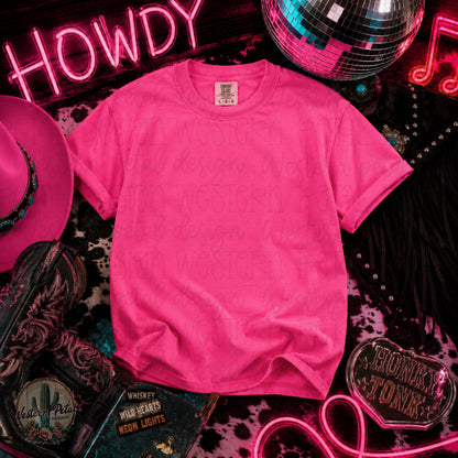 Neon Pink Comfort Colors Mockup | Western Disco Cowgirl Mockup | Honky Tonk Shirt Mockup | Retro Country Concert Mockup | CC1717 Neon Pink