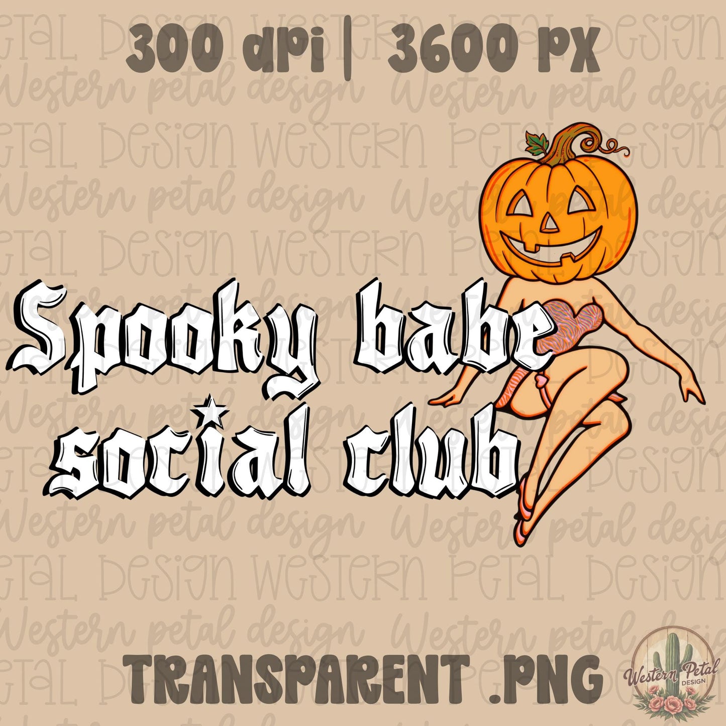 Spooky Babe Social Club PNG | Halloween Pumpkin Girl PNG | Trendy Halloween Sublimation Design | Fall Graphic PNG Download