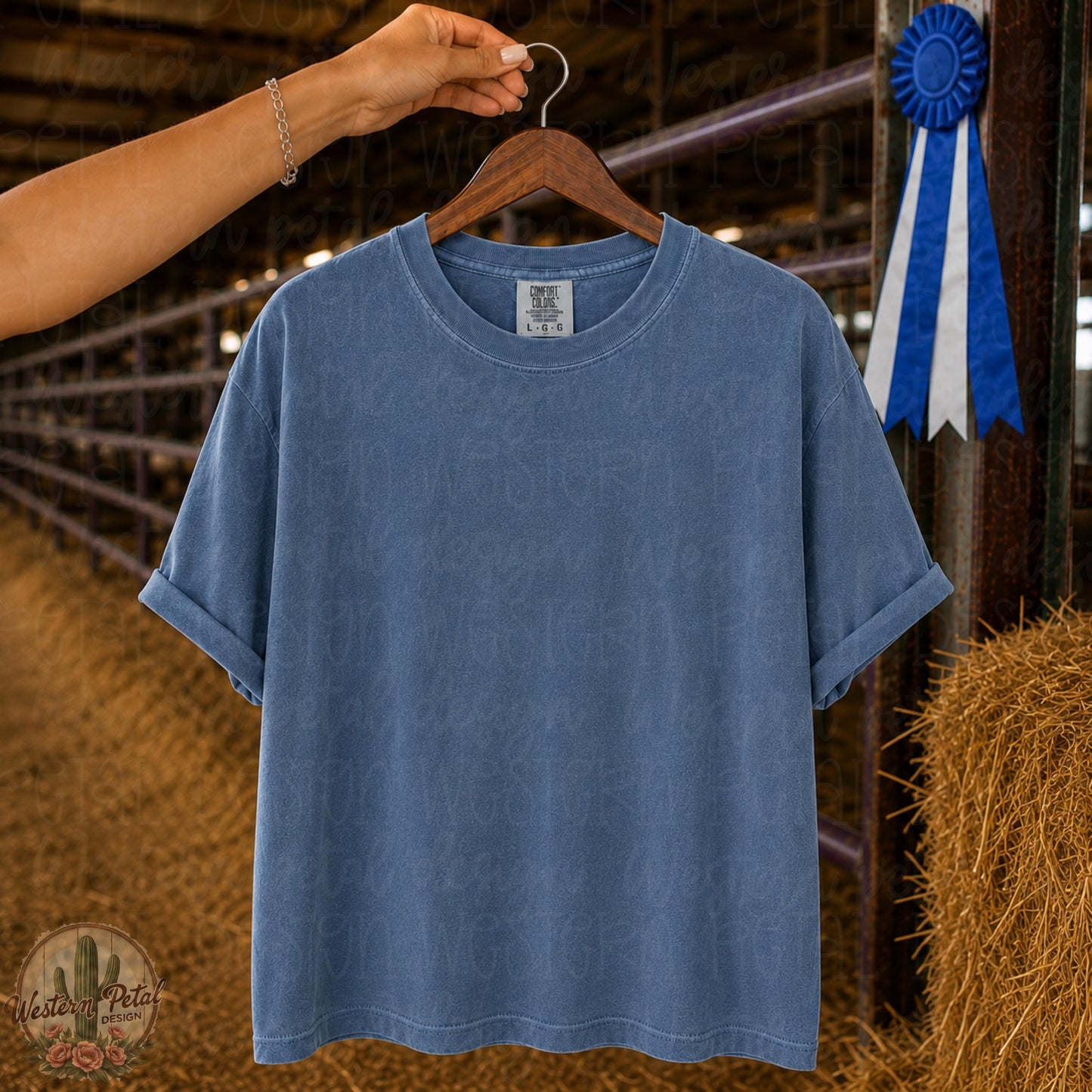 Blue Jean Comfort Colors Mockup | Livestock Show Shirt Mockup | County Fair Mockup | Barn Background Mockup | CC1717 Blue Jean PNG