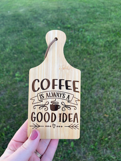 Mini cutting board coffee quote