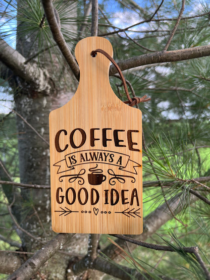 Mini cutting board coffee quote