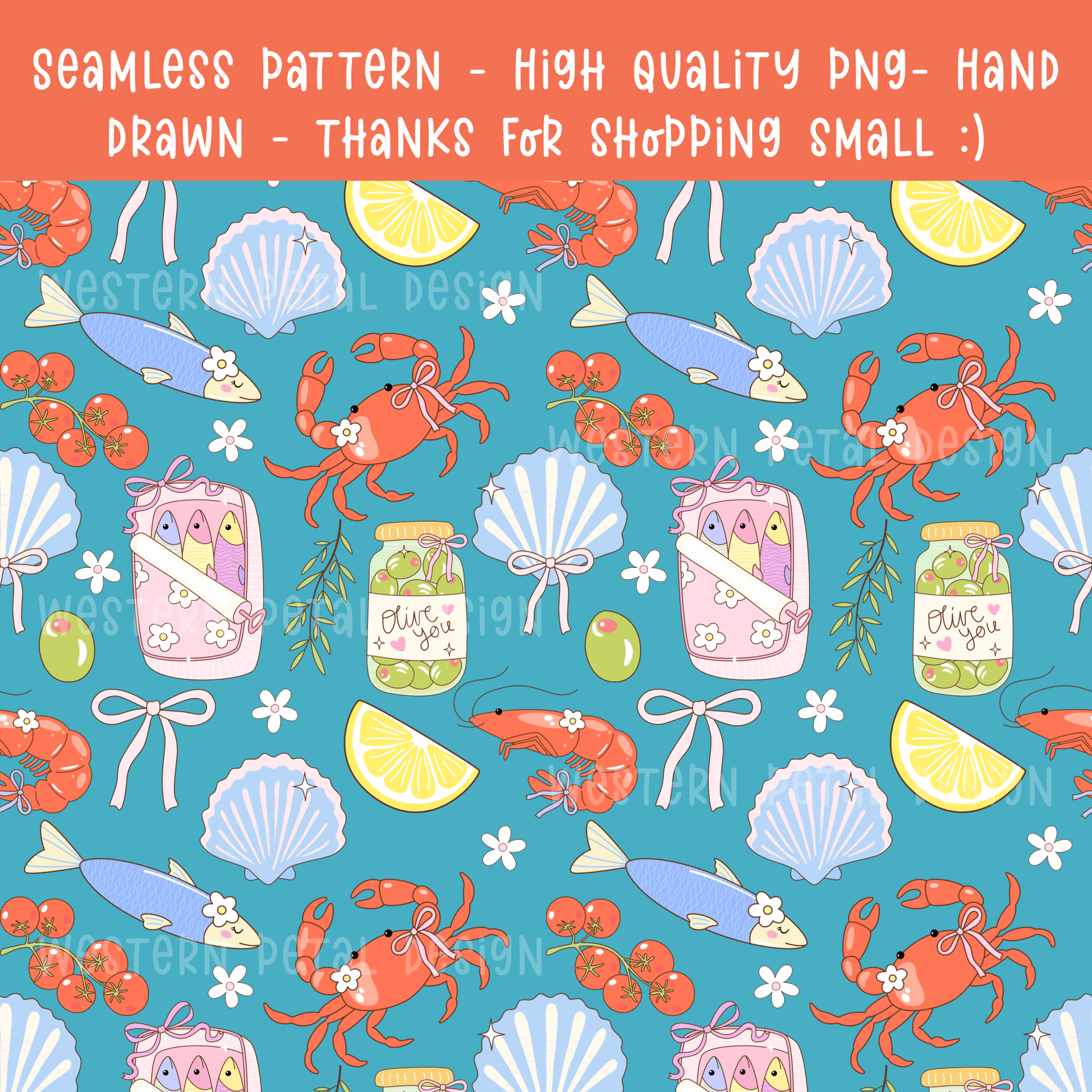 Italian Summer Seamless File PNG - Western Petal Design