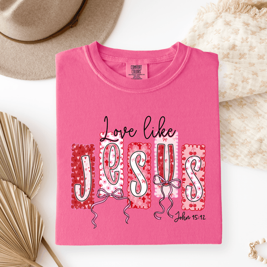 Love Like Jesus John 15:12 Comfort Colors® T-Shirt - Western Petal Design