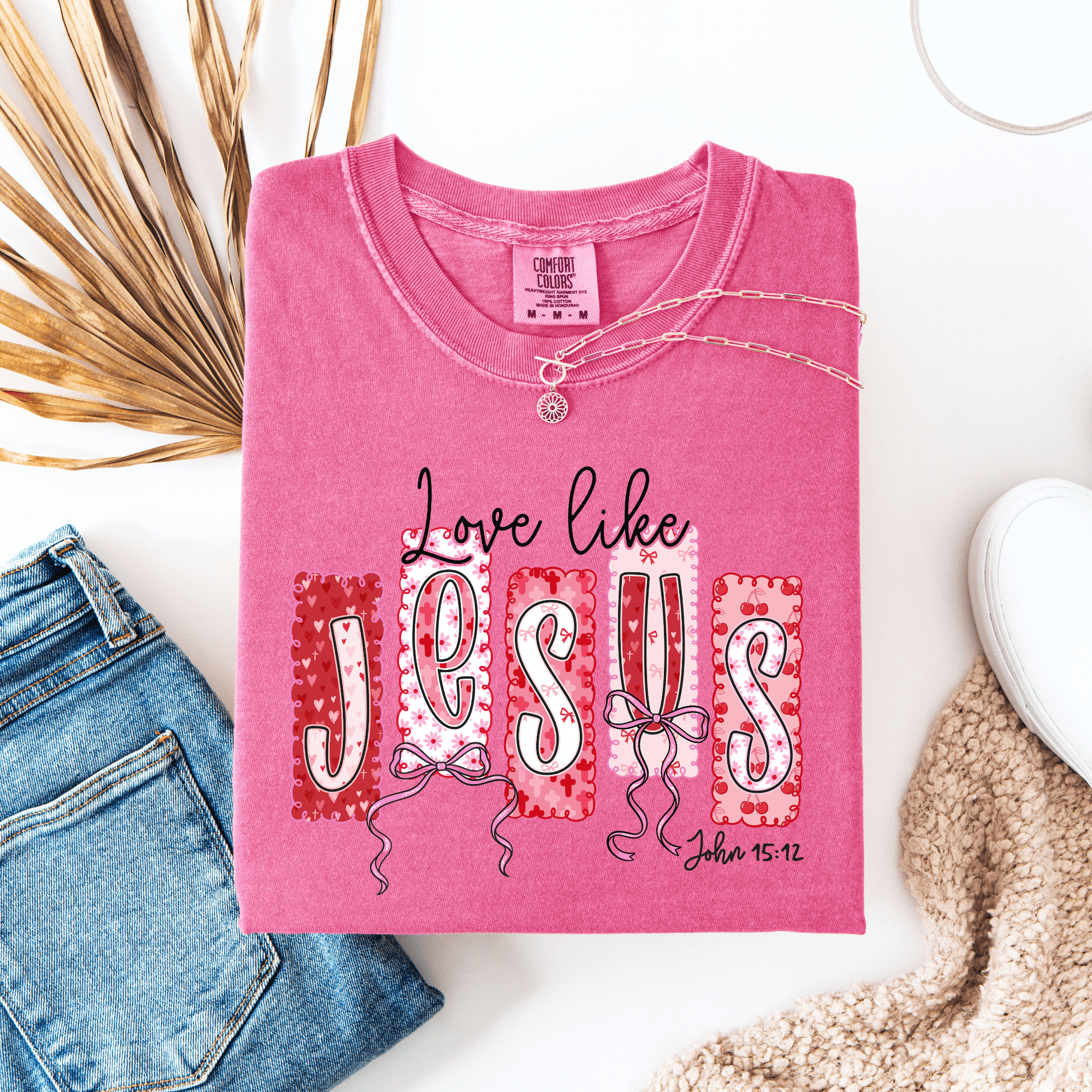 Love Like Jesus John 15:12 Comfort Colors® T-Shirt - Western Petal Design
