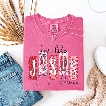 Love Like Jesus John 15:12 Comfort Colors® T-Shirt - Western Petal Design