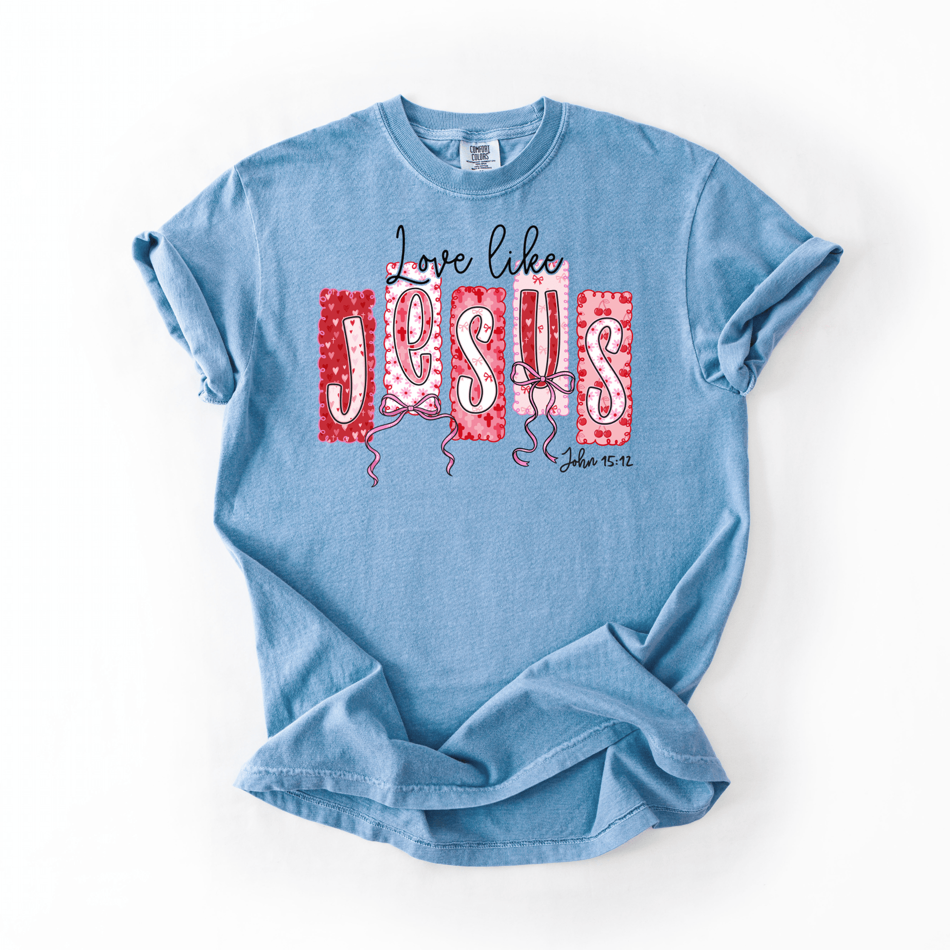 Love Like Jesus John 15:12 Comfort Colors® T-Shirt - Western Petal Design