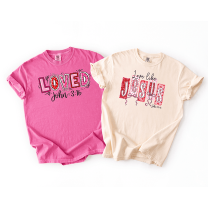 Love Like Jesus John 15:12 Comfort Colors® T-Shirt - Western Petal Design