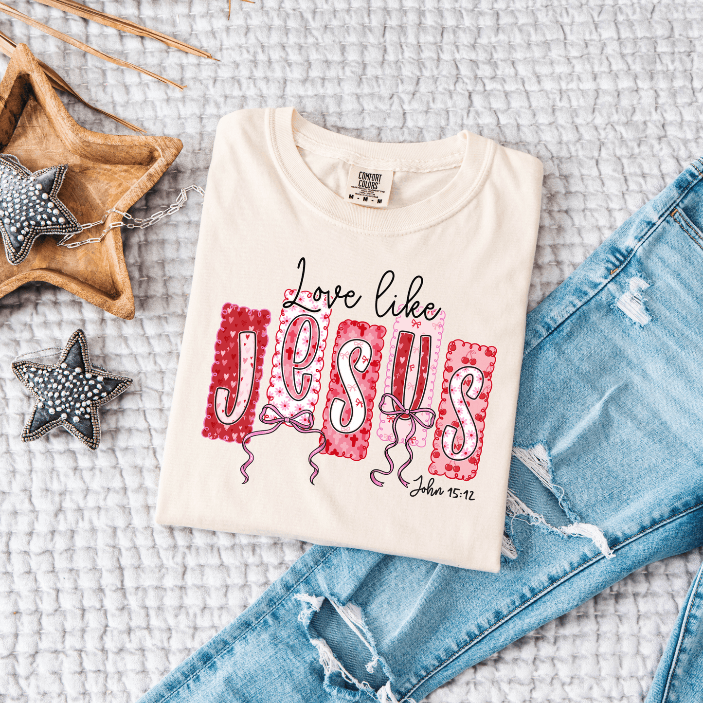 Love Like Jesus John 15:12 Comfort Colors® T-Shirt - Western Petal Design