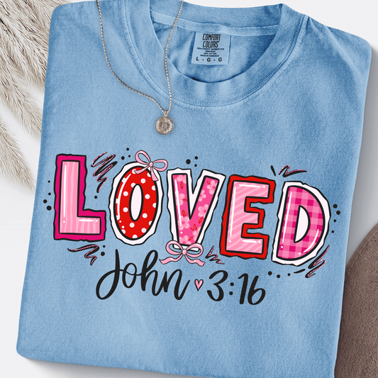 Loved John 3:16 Comfort Colors® T-Shirt - Western Petal Design