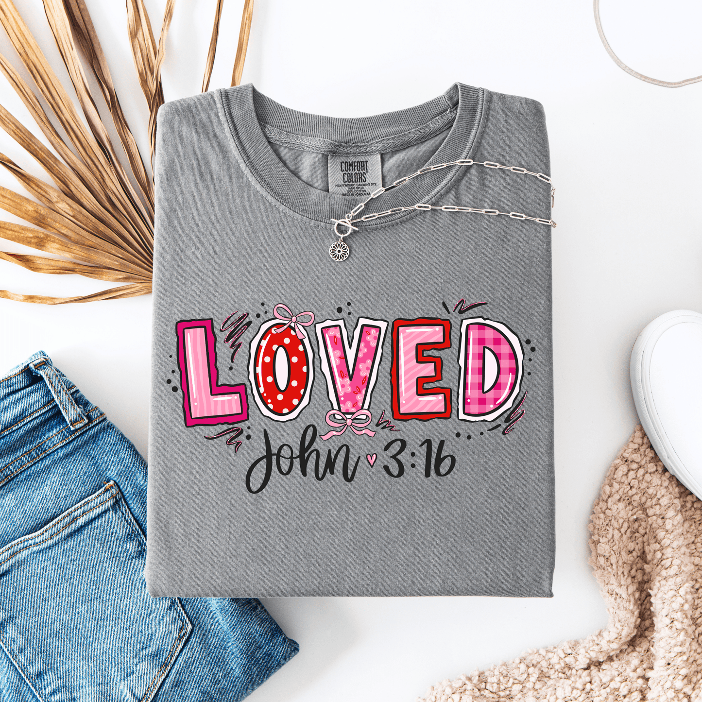 Loved John 3:16 Comfort Colors® T-Shirt - Western Petal Design
